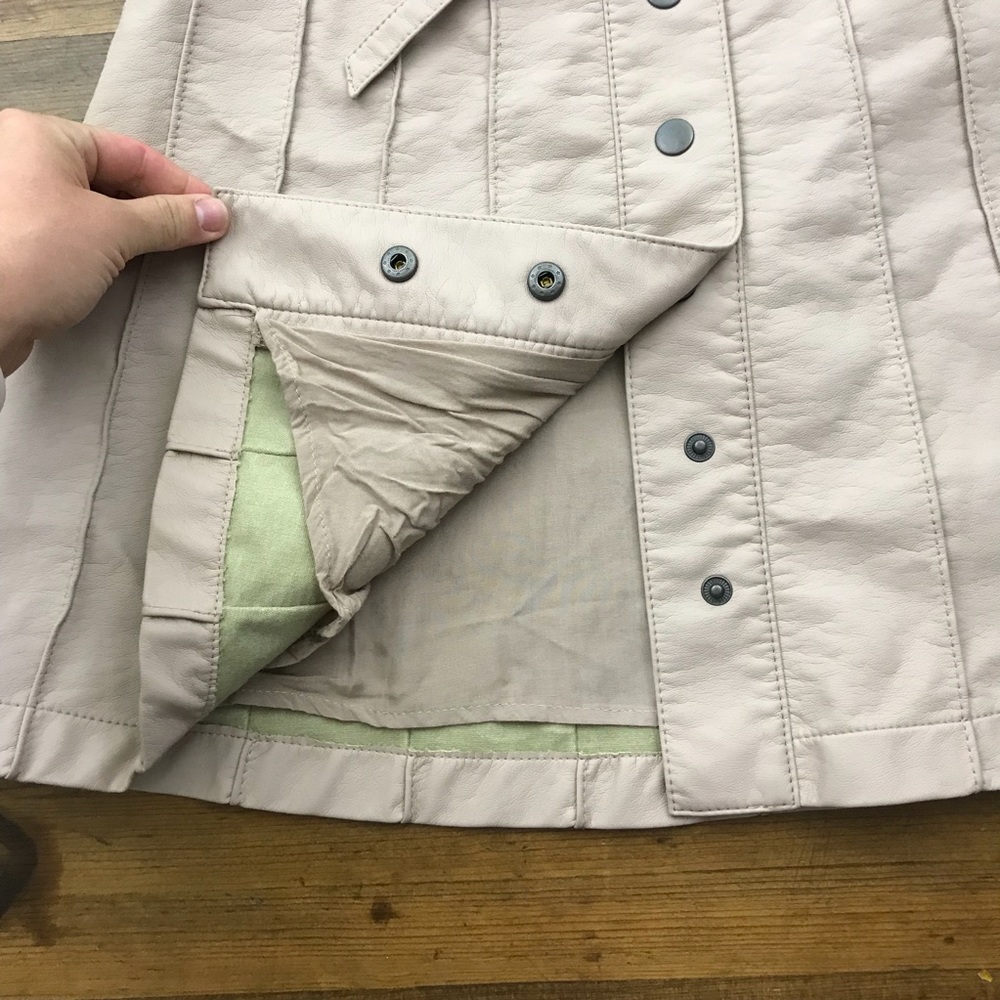 Free People Faux Leather Pleated A Line Skirt C - Picture 4 of 8